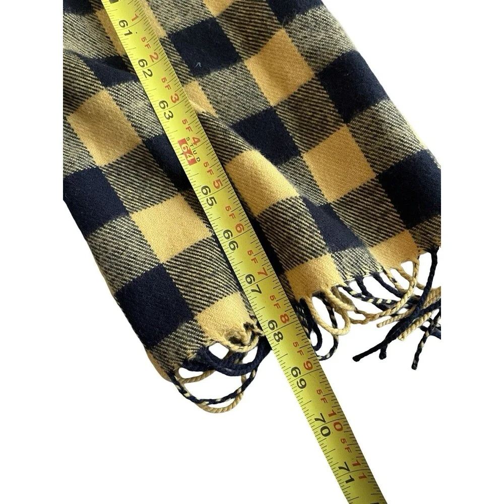 Yellow Black Buffalo Plaid Scarf Fringe Winter Wrap Unisex Soft Cozy 12x70